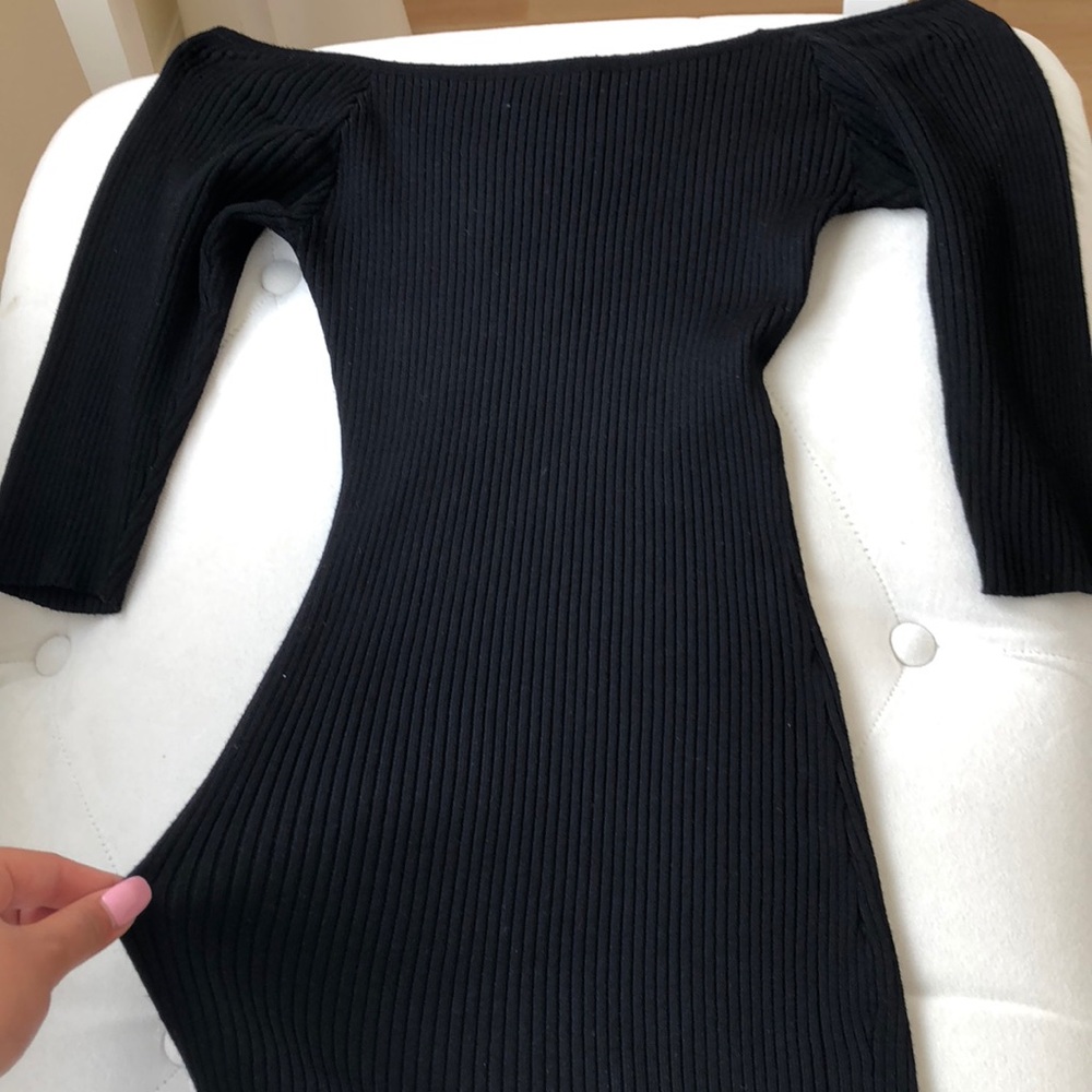 Off the shoulder stretchy tight dress.